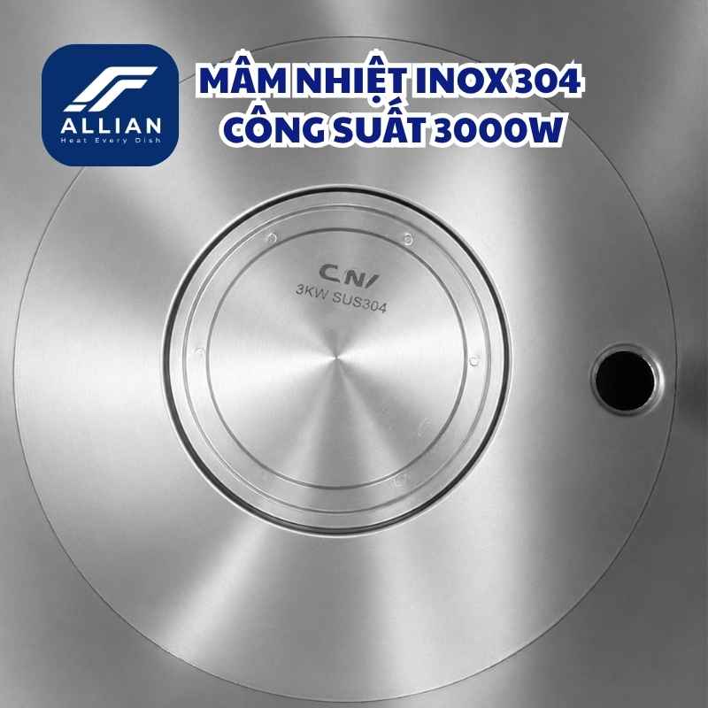 Mâm nhiệt nồi basic 20 lít inox 304 công suất 3000W