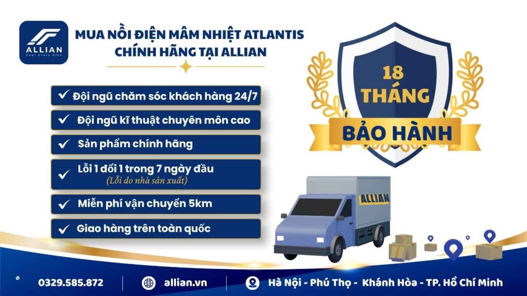 Mua nồi điện mâm nhiệt Atlantis chính hãng tại Allian