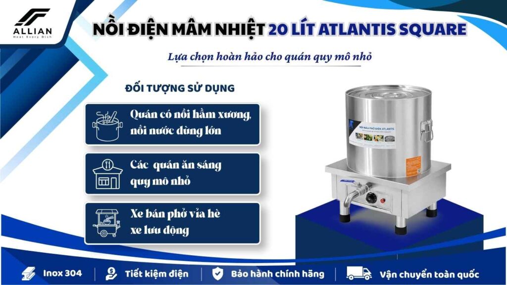Nồi điện mâm nhiệt 20 lít square