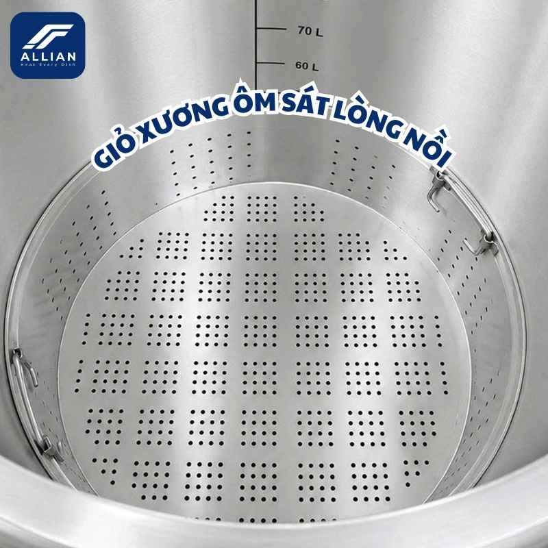 Giỏ xương ôm sát lòng nồi của nồi điện mâm nhiệt atlantis