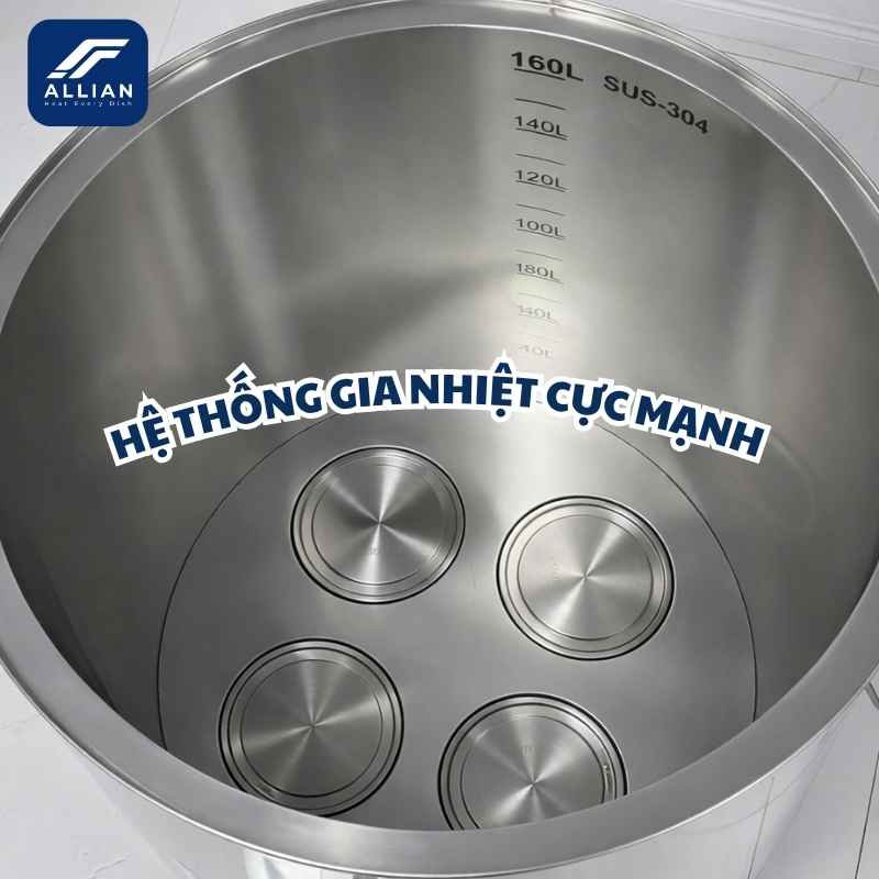 Hệ thống gia nhiệt cực mạnh nồi điện mâm nhiệt atlantis 160 lít