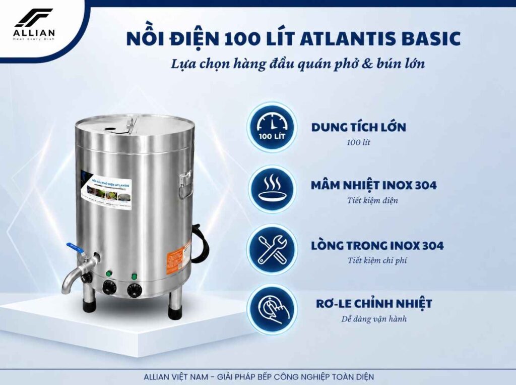 Nồi điện mâm nhiệt 100 lít basic