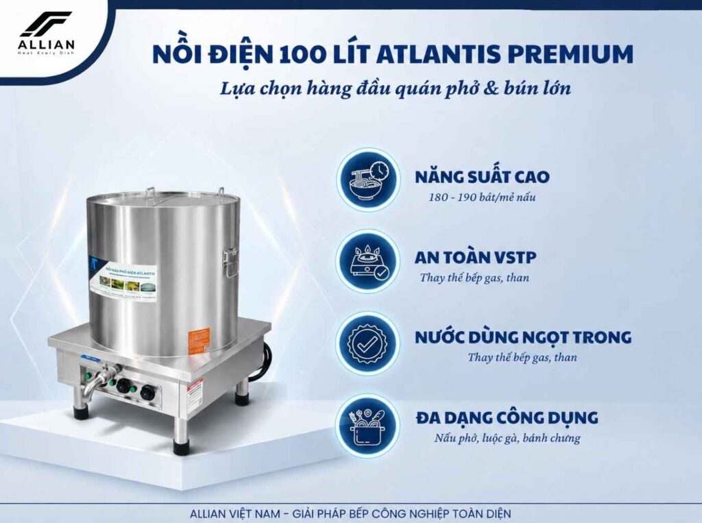 Nồi điện mâm nhiệt 100 lít premium