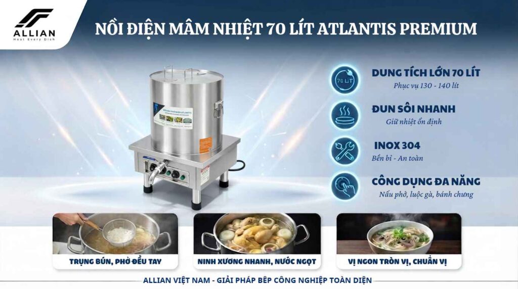 Nồi điện mâm nhiệt 70 lít premium