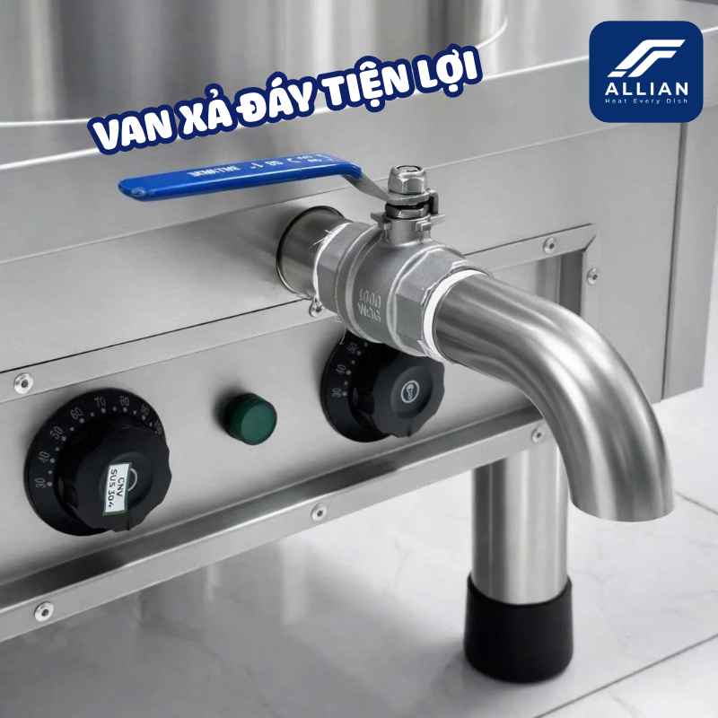 Van xả đáy tiện lợi của nồi điện mâm nhiệt Atlantis