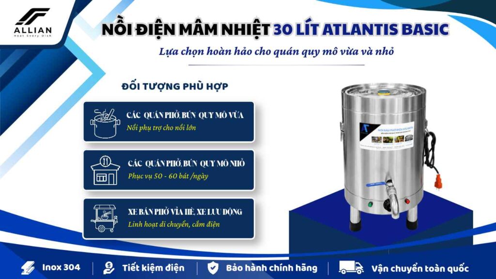 Nồi điện mâm nhiệt 30 lít Atlantis basic