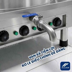 Van xả tiện lợi và rơ le điều chỉnh dễ dàng nồi điện mâm nhiệt 160 lít atlantis đế vuông
